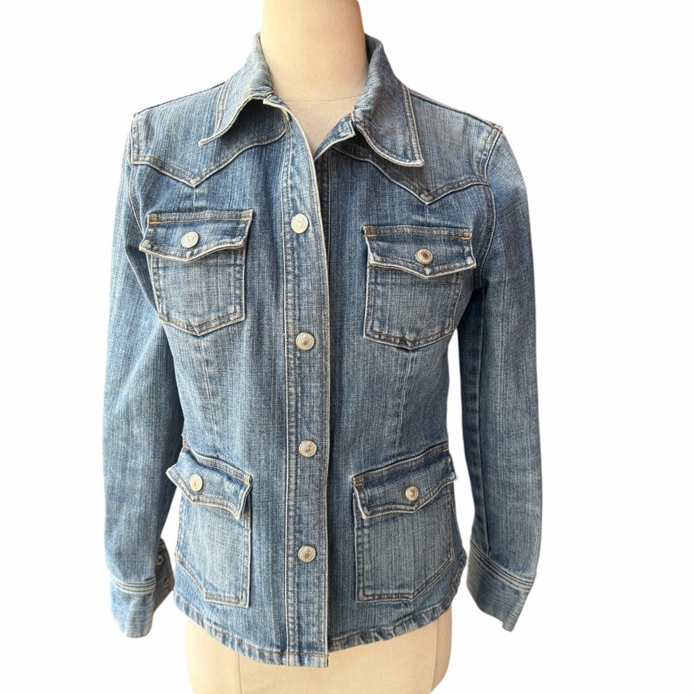 Late‎ 1990s/Y2K Gap Western Style Stretch Silver-Tone Snaps Denim Jacket